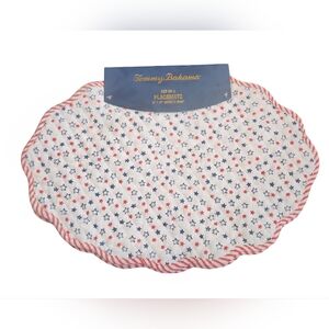 Tommy Bahama Red & White Stripped Scalloped Set Of 4 Placemats NWT